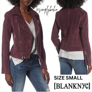 BlankNYC Denim Suede Moto Jacket - Plum / Purple/Burgundy - SIZE S - SMALL